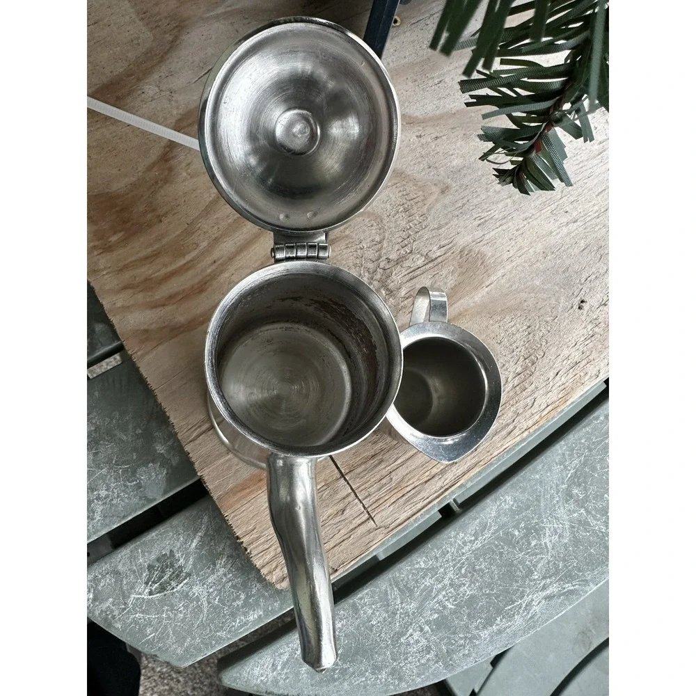Vintage Vollrath‎ 46010 Yorkshire Stainless Steel Coffee Teapot And Creamer Set